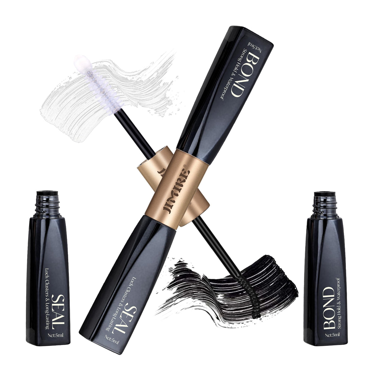 JIMIRE Lash Glue Bond and Seal Waterproof 72 Hours Long Lasting Cluster Lash Glue for Eyelash Clusters 2 in 1 Waterproof Strong Hold Eyelash Glue for DIY Cluster Eyelash Extensions
